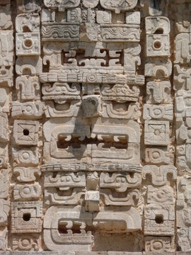 Mayan mask carved in stone