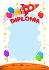 Obraz na płótnie Canvas Diploma for children with balloons and racket