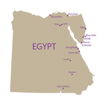 map of top touristic places in Egypt