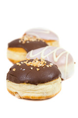 Glazed and chocolate donuts