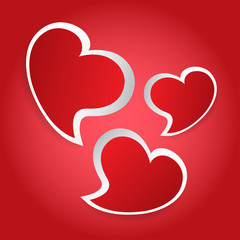 valentines card - three red hearts