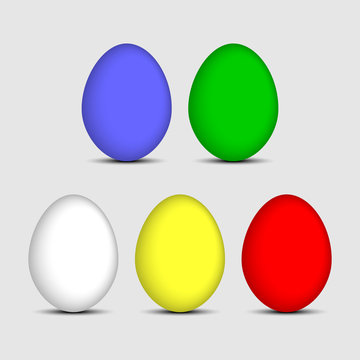 easter five colored eggs