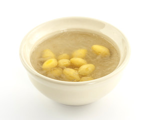 Luxury dessert - bowl of  bird nest with gingo