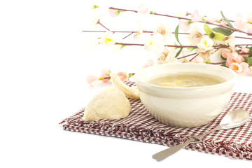 Luxury dessert - bowl of  bird nest with gingo