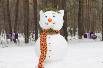 snowman like man with mustache