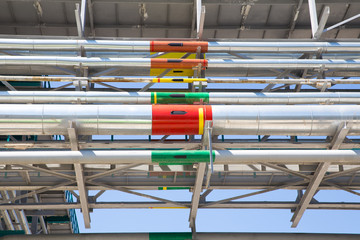pipes under the roof with colored  mark and black arrows