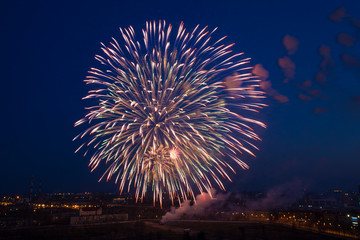 beautiful fireworks against  dark sky