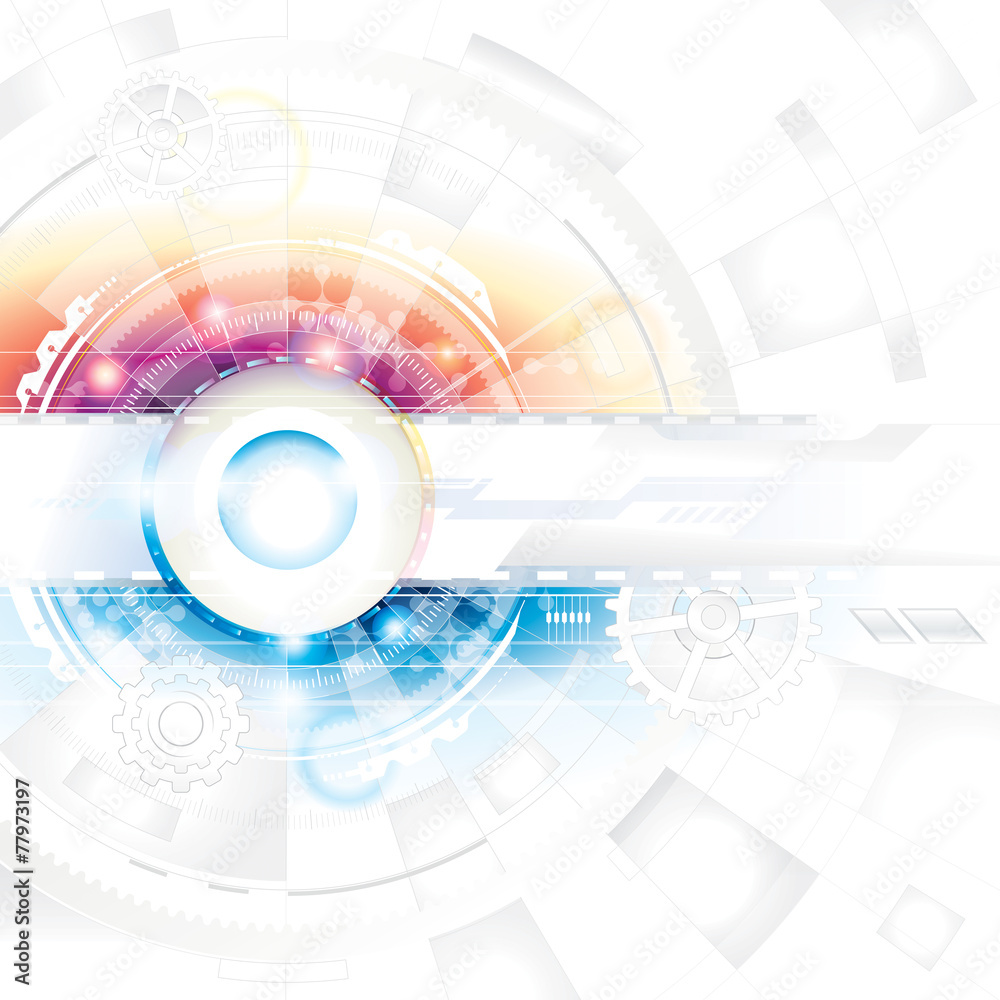 Poster abstract technology composition background in blue and red.