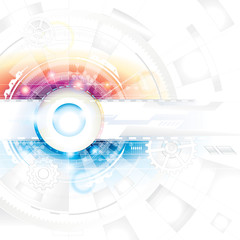 Abstract technology composition background in blue and red. - obrazy, fototapety, plakaty
