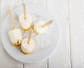 Ice cream with cloudberries, northern berries