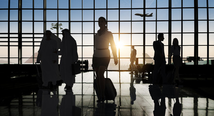 Back Lit Business People Traveling Airport Passenger Concept