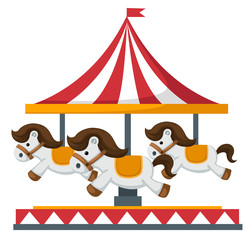 Vintage merry-go-round carousel vector © Jehsomwang