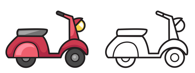 colorful and black and white motorcycle for coloring book