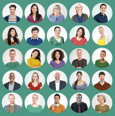 People Faces Portrait Multiethnic Cheerful Group Concept