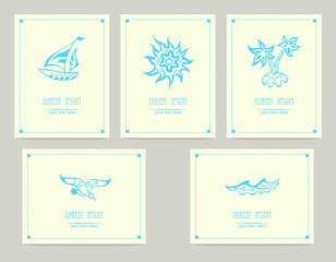 set of cards with sea symbols