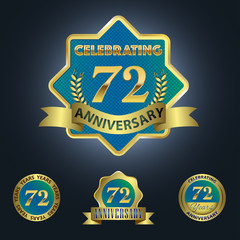 Celebrating 72 Years Anniversary - Blue seal with golden ribbon