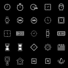 Time line icons on black background