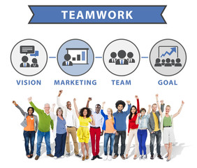 Obraz premium People Celebration Success Connection Teamwork Concept