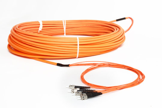 orange fiber optic ST connector patchcord