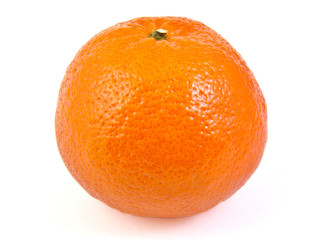 Single tangerine, orange fruit, citrus on white background