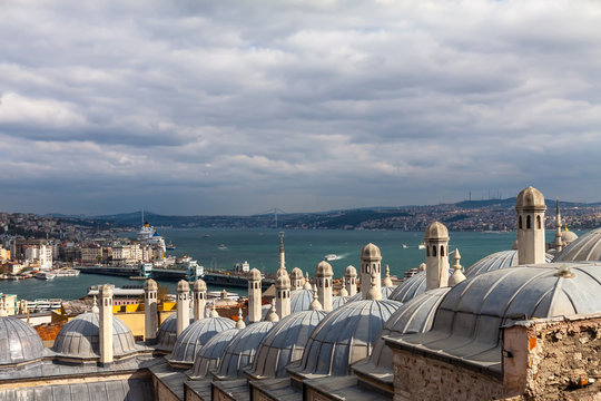 view from Suleymaniye mosque to Bosphorus,  Istanbul