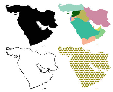 Four Vector maps of The Middle East