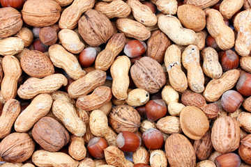 Natural background made from different kinds of nuts