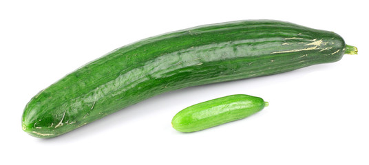 two cucumbers on a white background