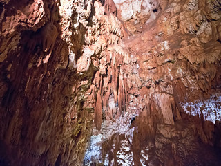 Stalagmites and stalactites inside the cave