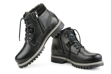 Stylish men's shoes isolated on white