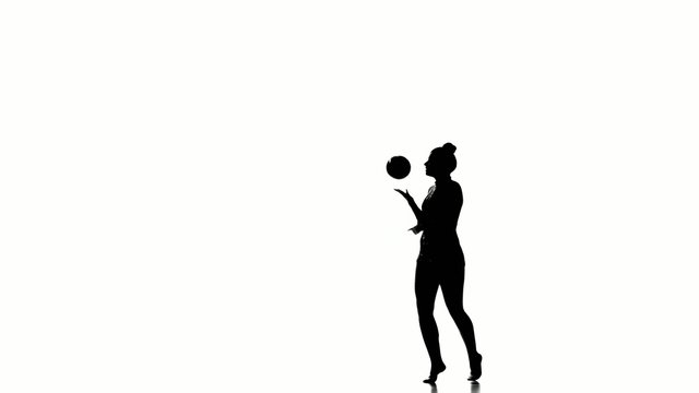 Silhouettes of gymnast with various sports subjects.