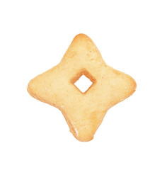 Light Christmas gingerbread in the form of the star on the white