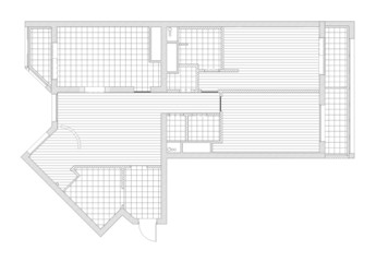 draft plan of floor coverings of the apartment black-and-white