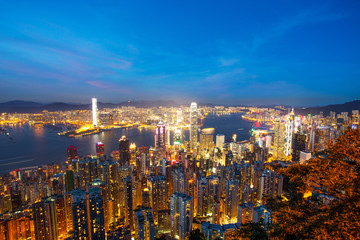 Fototapeta premium skyline and cityscape of modern city hongkong at night