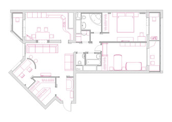 draft plan of arrangement of all furniture red