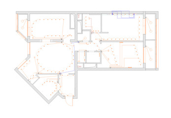 The plan of arrangement of illuminants of the apartment