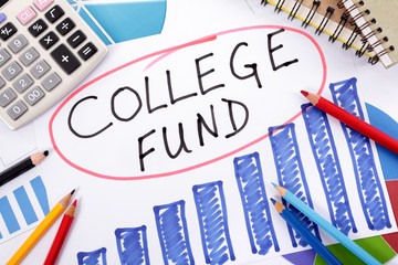 College fund planning with saving chart background photo