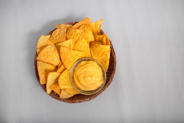 Nachos with cheese dip