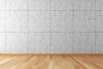 Empty room with stone wall and wooden floor