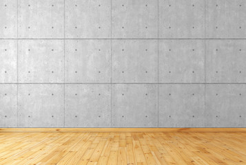 Empty room with stone wall and wooden floor