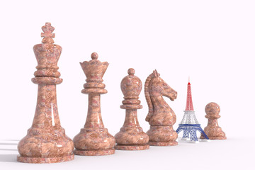 Torre Eiffel 3D sostituisce torre nel gioco scacchi