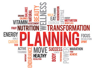 PLANNING word cloud, fitness, sport, health concept