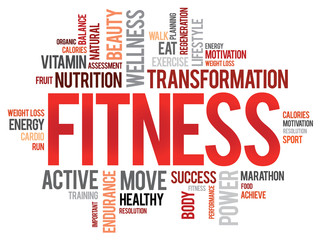 FITNESS word cloud, sport, health concept
