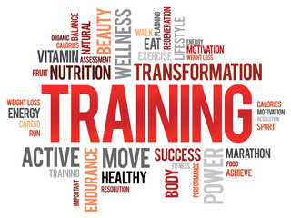 TRAINING word cloud, fitness, sport, health concept