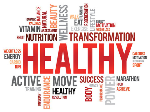 HEALTHY word cloud, fitness, sport, health concept