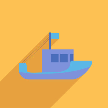 Flat Icon of fishing boat