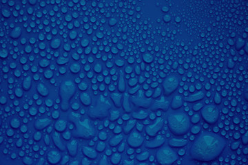 Water drops. Blue background. Abstract