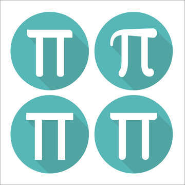 Mathematic Pi icon flat set