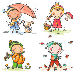 Fototapeta na wymiar Little kids' autumn activities