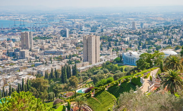 View of city and port of Haifa from Mount Carmel